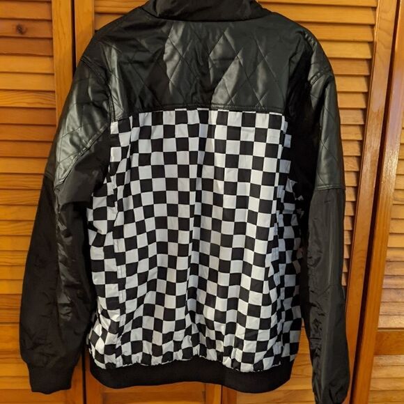 Awesome G Net Checkered Flag Bomber Style Jacket Men's Large - Picture 2 of 6